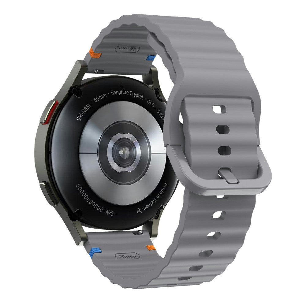 22mm Watch Band Samsung Galaxy Watch3 45mm / Watch 46m / Huawei Watch GT Wavy Pattern Silicone Strap - Grey#serie_9