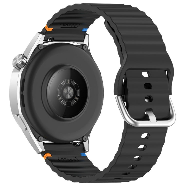 22mm Silicone Band Samsung Galaxy Watch 46mm Wave Design Watch Strap - Black#serie_1