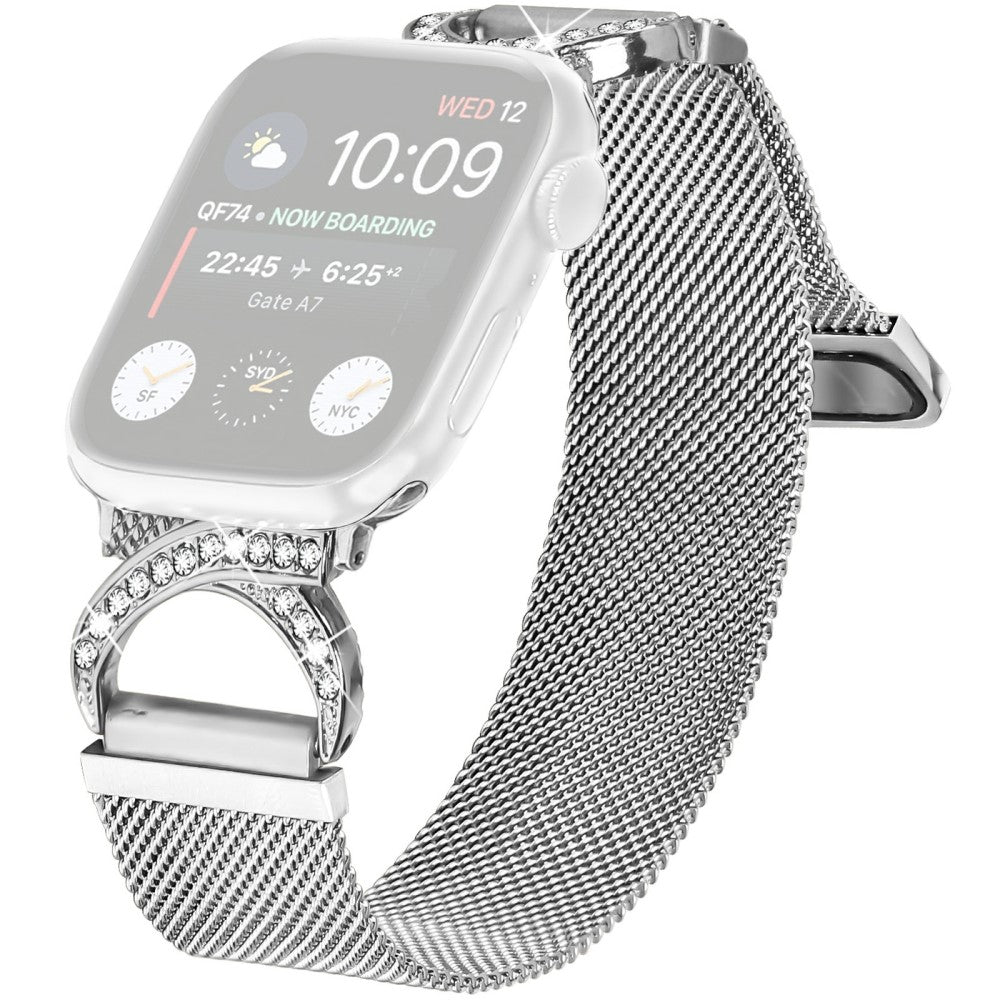 Watch Band Apple Watch Series 41mm - 40mm - 38mm Milanese Silver Metal Strap Rhinestone Decor#serie_1