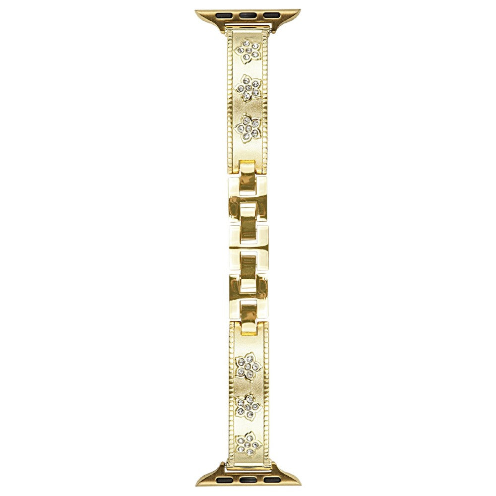 Metal Watch Strap Apple Watch Series 41mm - 40mm - 38mm Flower Rhinestone Decor Bracelet Band - Gold#serie_3