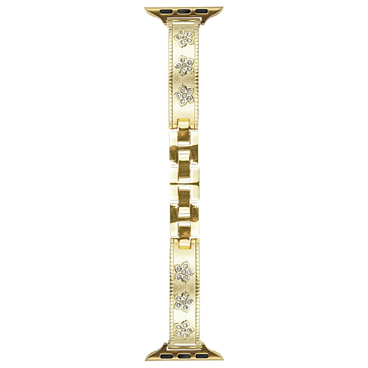 Metal Watch Strap Apple Watch Series 41mm - 40mm - 38mm Flower Rhinestone Decor Bracelet Band - Gold#serie_3