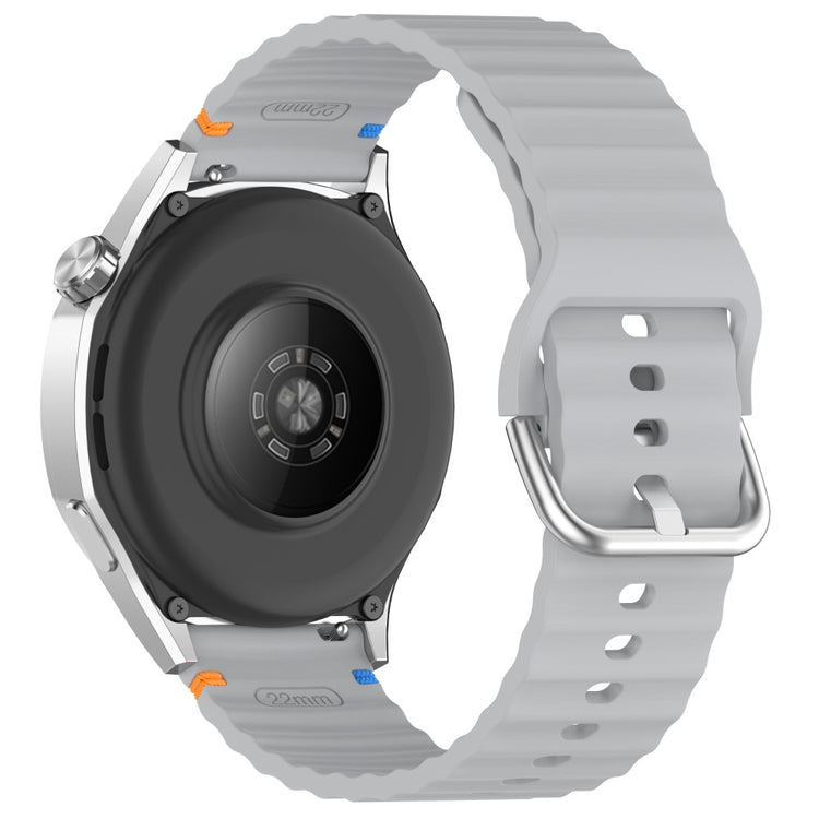 22mm Watch Strap Samsung Galaxy Watch3 45mm / Watch 46mm / Huawei Watch 4 Pro Flat Wavy Silicone Band - Light Grey#serie_6