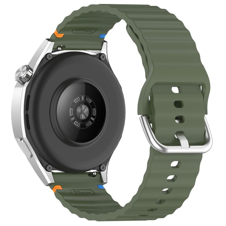 22mm Watch Strap Samsung Galaxy Watch3 45mm / Watch 46mm / Huawei Watch 4 Pro Flat Wavy Silicone Band - Army Green#serie_7