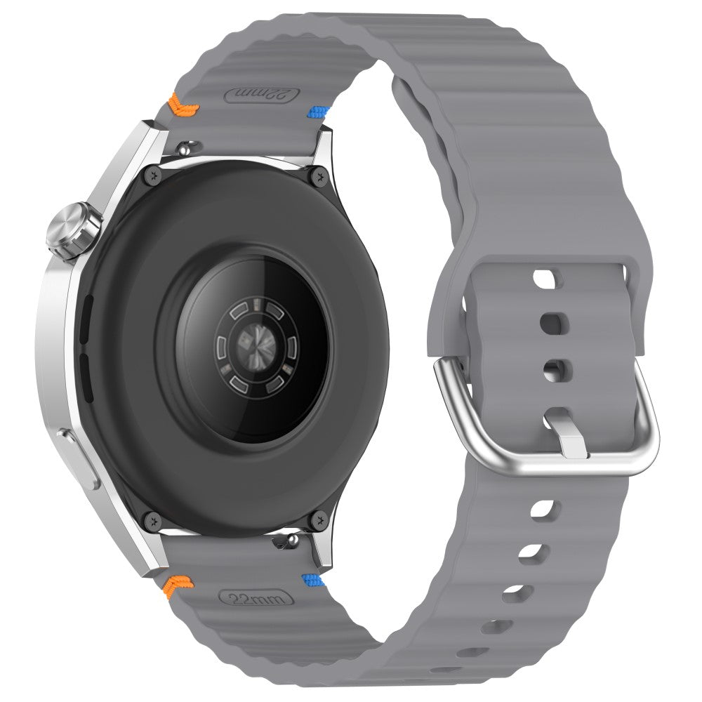 22mm Watch Strap Samsung Galaxy Watch3 45mm / Watch 46mm / Huawei Watch 4 Pro Flat Wavy Silicone Band - Grey#serie_9