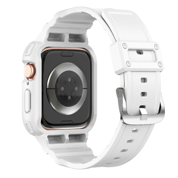 Apple Watch Series 10 42mm Flexible One-Piece Solid Color Watchband with Protective Case - White#serie_2