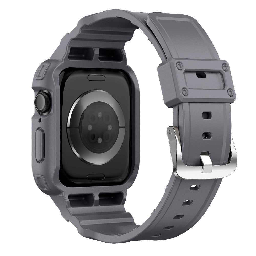Apple Watch Series 10 42mm Flexible One-Piece Solid Color Watchband with Protective Case - Grey#serie_4