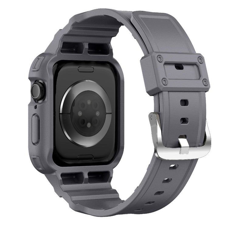 Apple Watch Series 10 42mm Flexible One-Piece Solid Color Watchband with Protective Case - Grey#serie_4