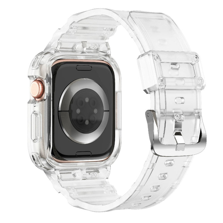Apple Watch Series 10 42mm Flexible One-Piece Solid Color Watchband with Protective Case - Frosted Transparent#serie_5