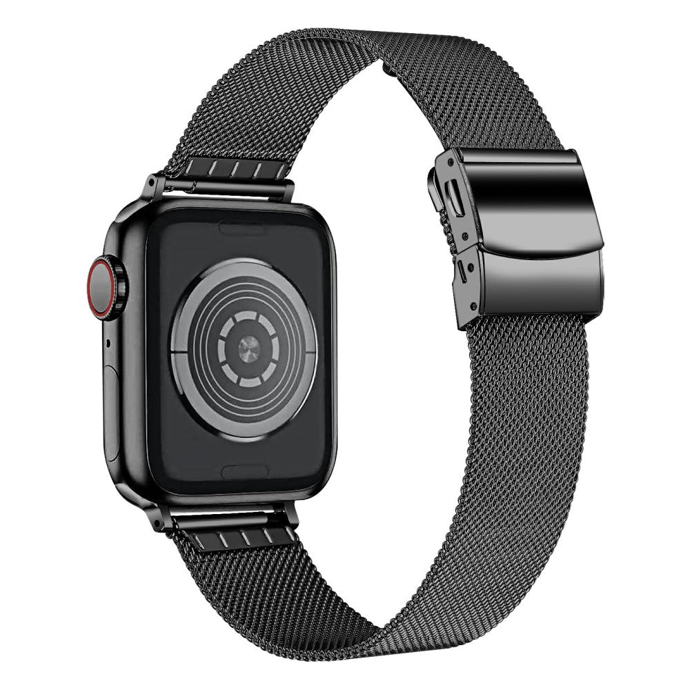 Watch Strap Apple Watch Series 41mm - 40mm - 38mm Milanese Metal Band with Buckle - Black#serie_1