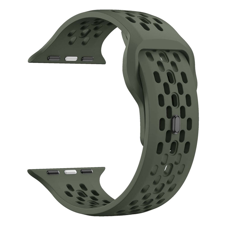 Watch Band Apple Watch Series 41mm - 40mm - 38mm Holes Design Silicone Wrist Strap - Olive Green#serie_2