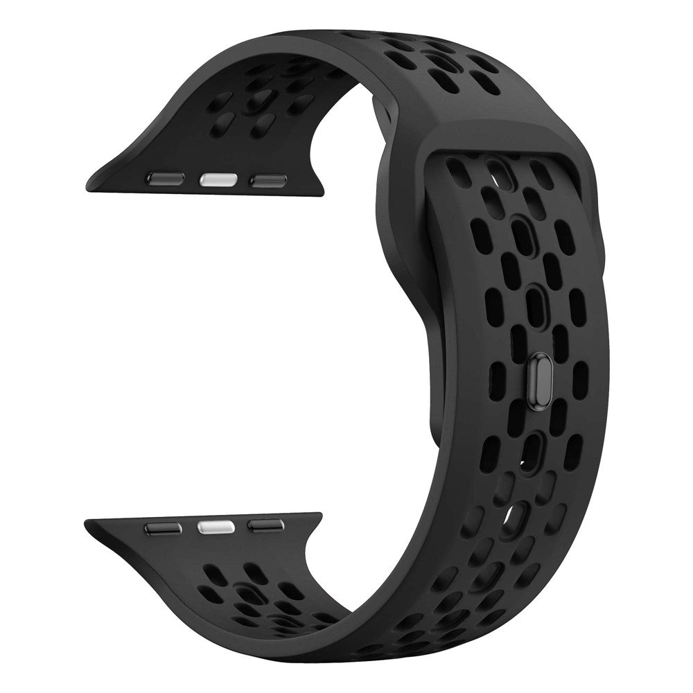 Watch Band Apple Watch Series 41mm - 40mm - 38mm Holes Design Silicone Wrist Strap - Black#serie_5