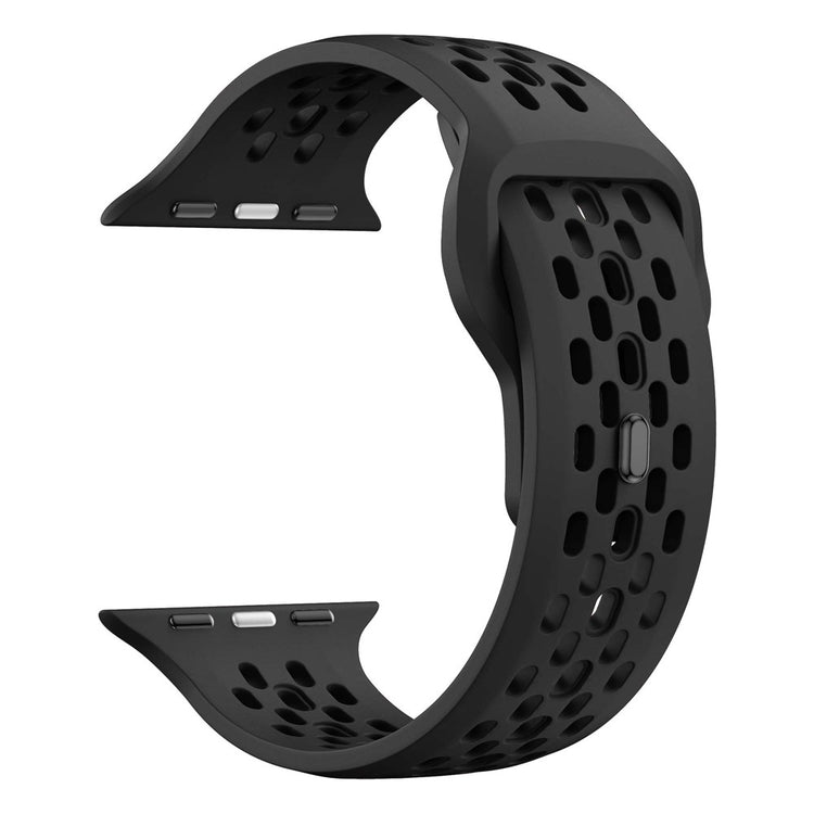 Watch Band Apple Watch Series 41mm - 40mm - 38mm Holes Design Silicone Wrist Strap - Black#serie_5