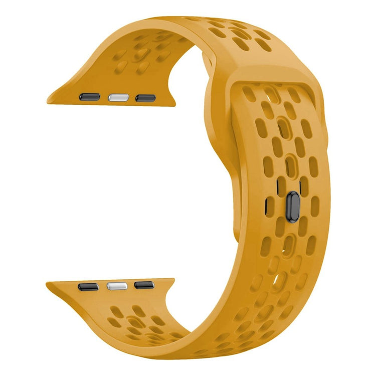 Watch Band Apple Watch Series 41mm - 40mm - 38mm Holes Design Silicone Wrist Strap - Yellow#serie_6