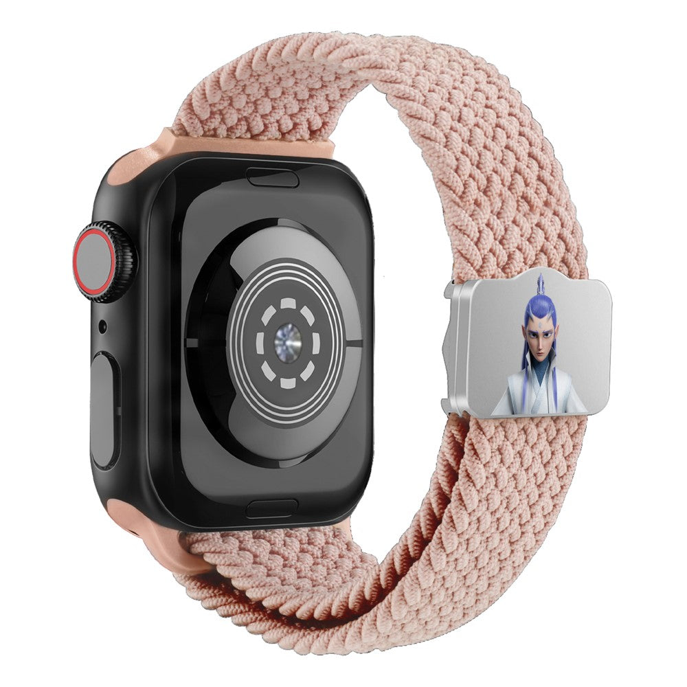 Watch Strap Apple Watch Series 41mm - 40mm - 38mm Ne Zha UV Printed Nylon Band - Deep Pink / Ao Bing#serie_1