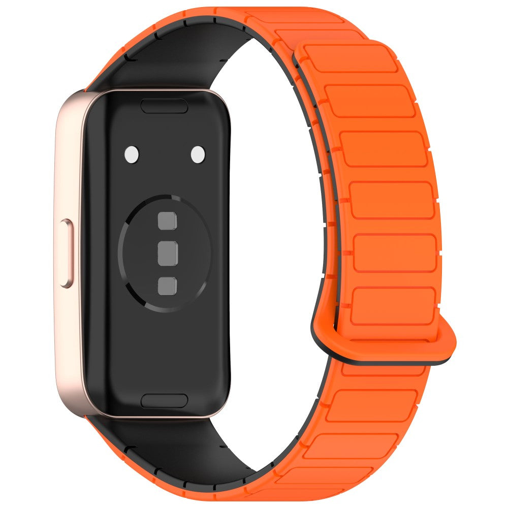 Silicone Watch Band Huawei Band 10 NFC / 10 / 9 NFC / 9 / 8 NFC / 8 Replacement Magnetic Wrist Strap - Orange+Black#serie_1
