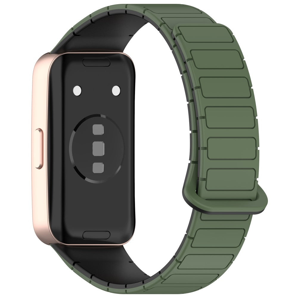 Silicone Watch Band Huawei Band 10 NFC / 10 / 9 NFC / 9 / 8 NFC / 8 Replacement Magnetic Wrist Strap - Dark Green+Black#serie_2