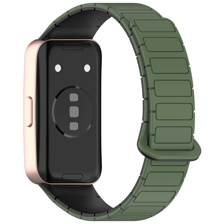 Silicone Watch Band Huawei Band 10 NFC / 10 / 9 NFC / 9 / 8 NFC / 8 Replacement Magnetic Wrist Strap - Dark Green+Black#serie_2