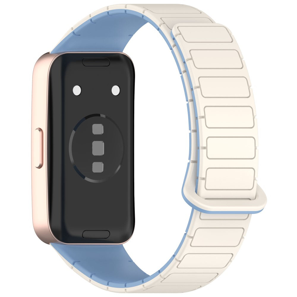 Silicone Watch Band Huawei Band 10 NFC / 10 / 9 NFC / 9 / 8 NFC / 8 Replacement Magnetic Wrist Strap - White+Blue#serie_4