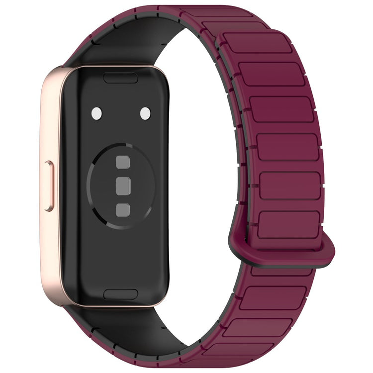 Silicone Watch Band Huawei Band 10 NFC / 10 / 9 NFC / 9 / 8 NFC / 8 Replacement Magnetic Wrist Strap - Wine Red+Black#serie_6