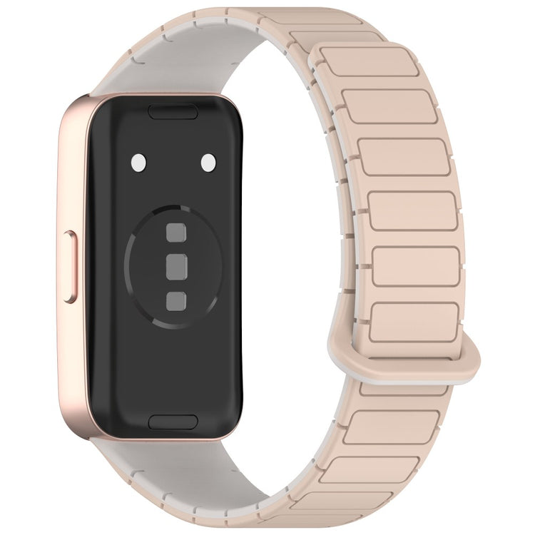 Silicone Watch Band Huawei Band 10 NFC / 10 / 9 NFC / 9 / 8 NFC / 8 Replacement Magnetic Wrist Strap - Milk Tea+White#serie_7