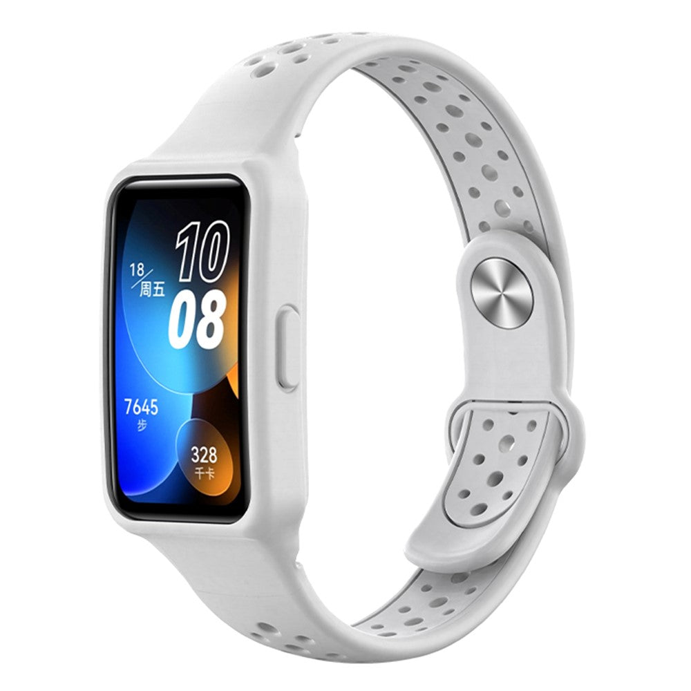 Silicone Band Huawei Band 9 NFC / 9 / 8 NFC / 8 Reverse Buckle Holes Design Strap Integrated with Watch Case - White#serie_1