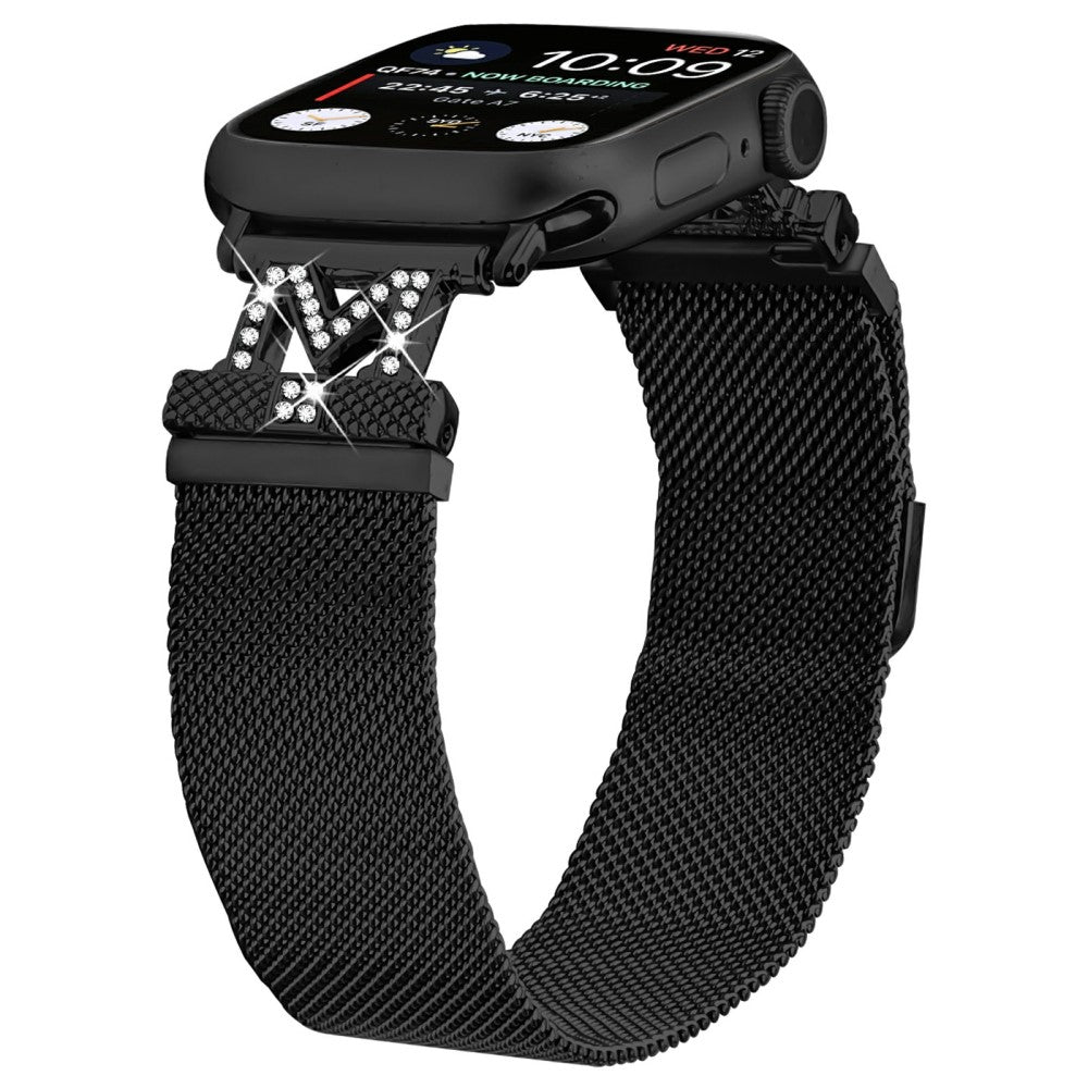 M-Type Milanese Bands Apple Watch Series 10 9 8 7 SE 6 5 4 3 2 1 41mm 40mm 38mm Stainless Steel Metal Strap - Black#serie_1