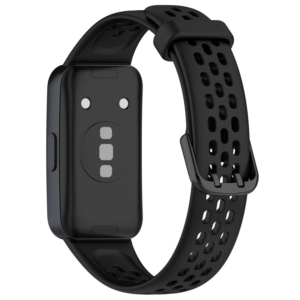 Silicone Watch Band Huawei Band 10 NFC / 10 / 9 NFC / 9 / 8 NFC / 8 Perforated Breathable Wristband Replacement Strap - Black#serie_1