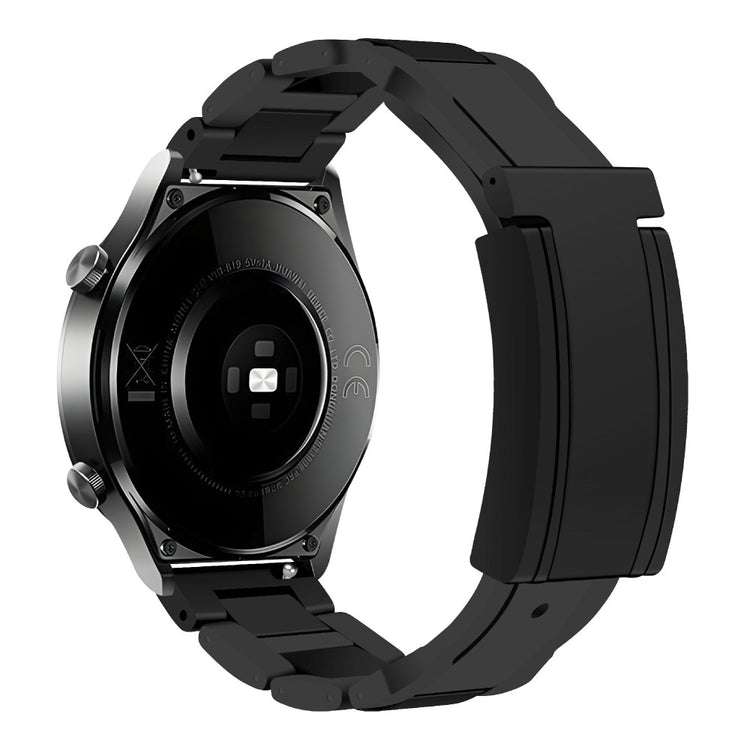Huawei / Samsung 22mm Universal Watch Band T-Shaped Magnetic Buckle Stainless Steel + Rubber Strap - Black#serie_1