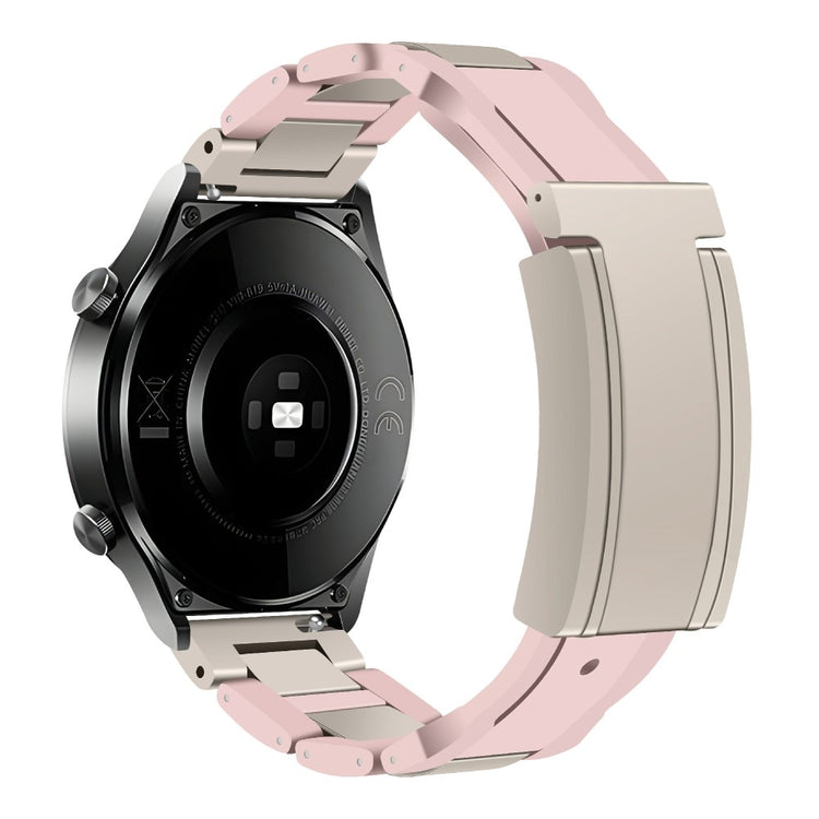 Huawei / Samsung 22mm Universal Watch Band T-Shaped Magnetic Buckle Stainless Steel + Rubber Strap - Pink#serie_4