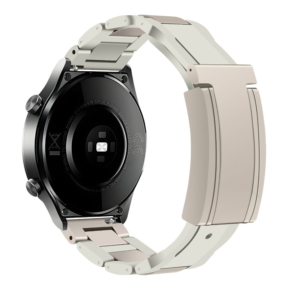 Huawei / Samsung 22mm Universal Watch Band T-Shaped Magnetic Buckle Stainless Steel + Rubber Strap - Beige / Starlight Buckle#serie_6