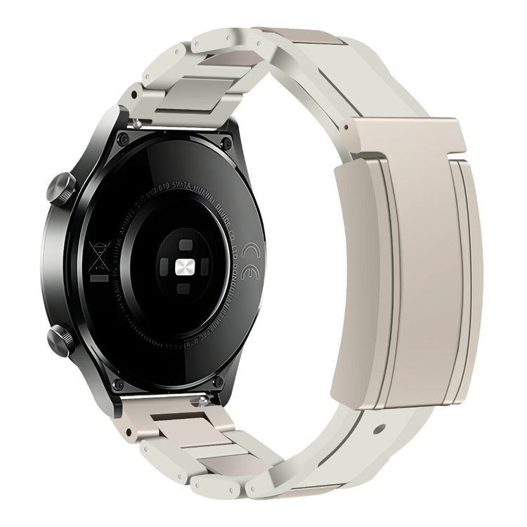 Huawei / Samsung 22mm Universal Watch Band T-Shaped Magnetic Buckle Stainless Steel + Rubber Strap - Beige / Starlight Buckle#serie_6