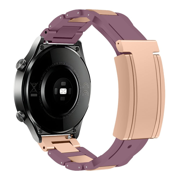 Huawei / Samsung 22mm Universal Watch Band T-Shaped Magnetic Buckle Stainless Steel + Rubber Strap - Smoky Purple#serie_8