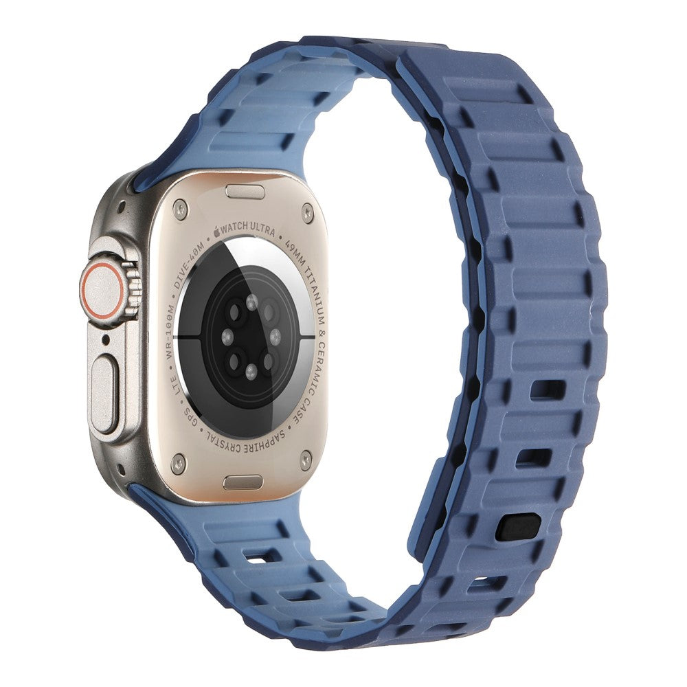 Meget Pænt Metal Og Silikone Universal Rem passer til Apple Smartwatch - Blå#serie_18