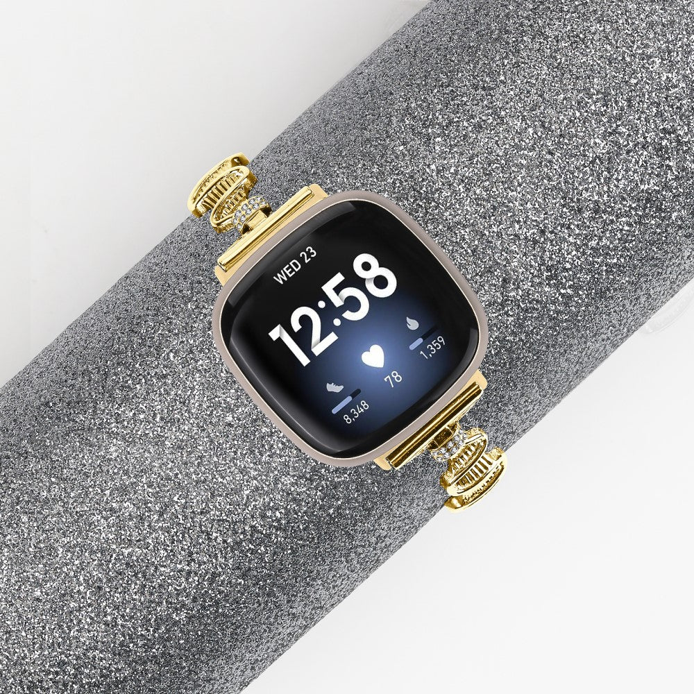 Metal Og Rhinsten Universal Rem passer til Fitbit Sense 1 / Fitbit Versa 3 - Guld#serie_2