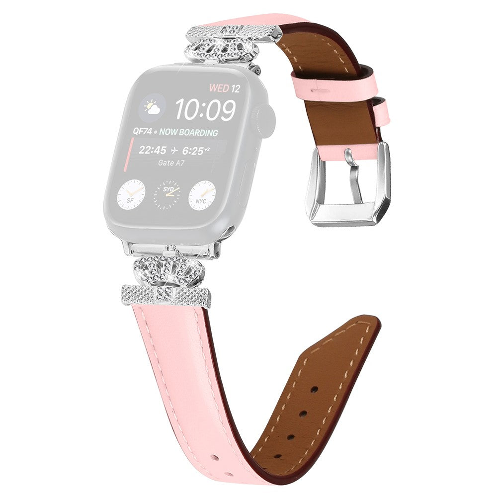 Sejt Kunstlæder Og Rhinsten Universal Rem passer til Apple Smartwatch - Pink#serie_3