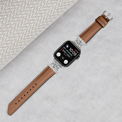 Sejt Kunstlæder Og Rhinsten Universal Rem passer til Apple Smartwatch - Brun#serie_6