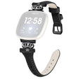Fitbit Versa 3 / 4 / Sense / Sense 2 Black Buckle Watchband Genuine Cowhide Leather Crown Strap
