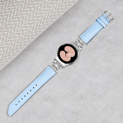 Fed Kunstlæder Og Rhinsten Universal Rem passer til Samsung Smartwatch - Blå#serie_4