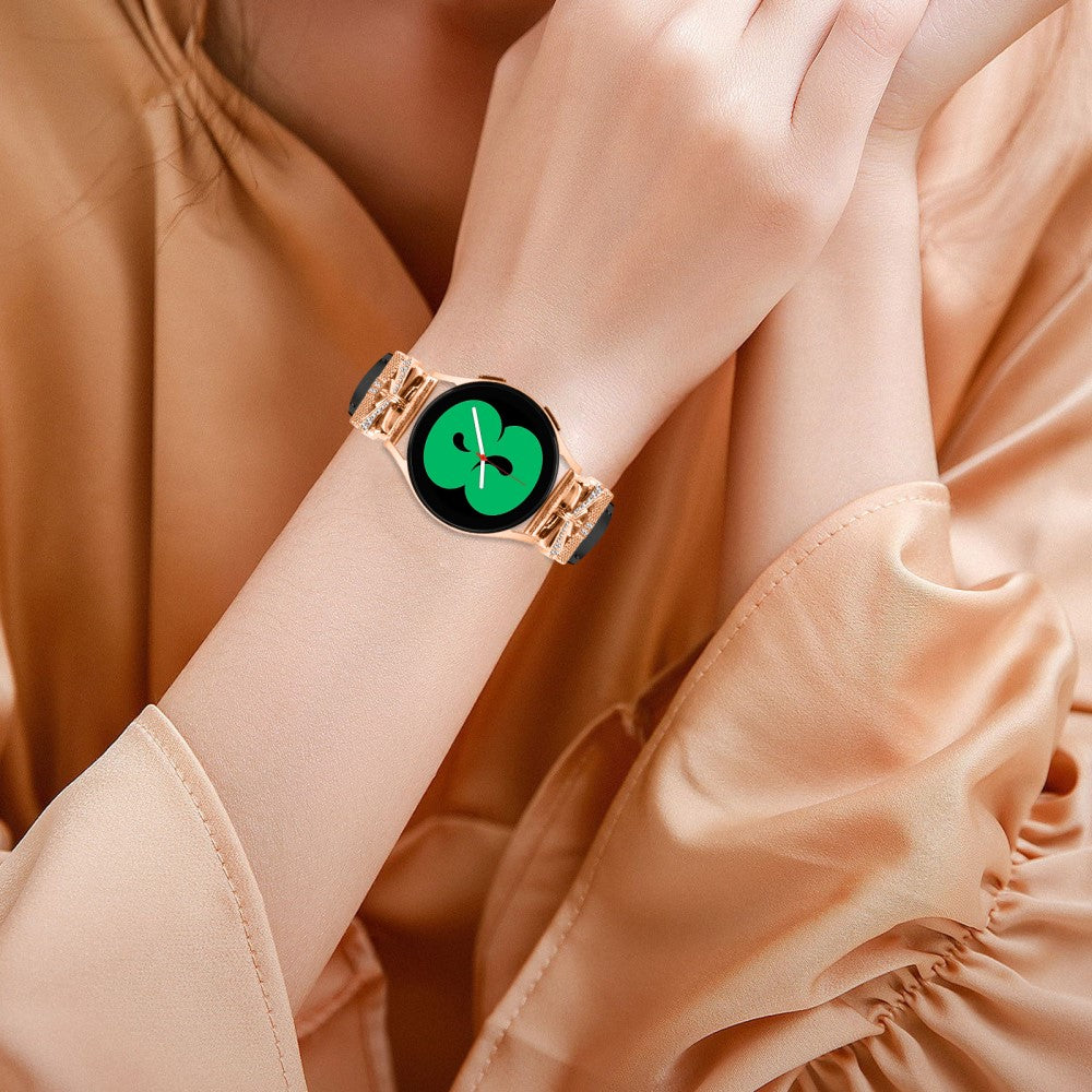 Meget Pænt Kunstlæder Og Rhinsten Universal Rem passer til Smartwatch - Sort#serie_1