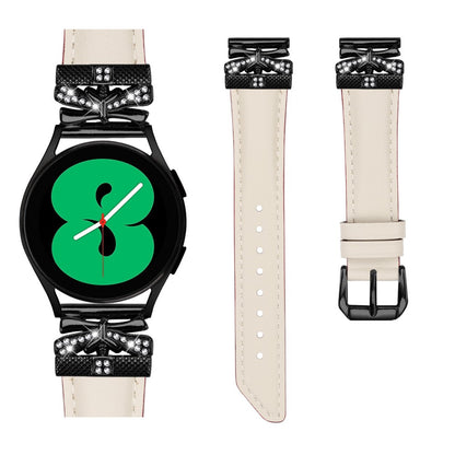 Fantastisk Kunstlæder Og Rhinsten Universal Rem passer til Smartwatch - Hvid#serie_5
