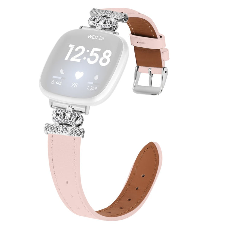 Ægte Læder Universal Rem passer til Fitbit Versa 4 / Fitbit Sense 2 - Pink#serie_4