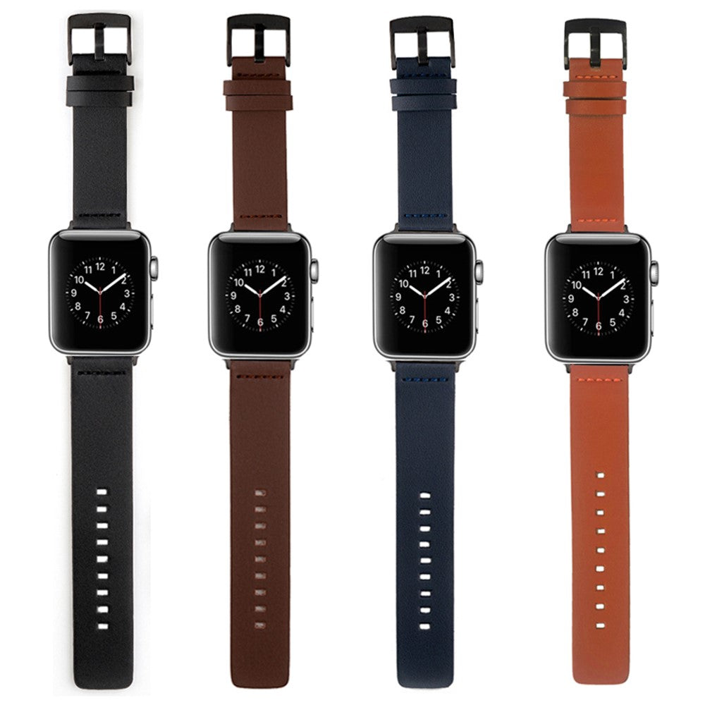 Vildt Nydelig Ægte Læder Universal Rem passer til Apple Smartwatch - Sort#serie_1
