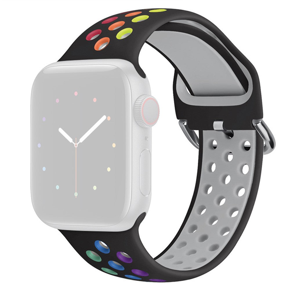 Rigtigt Sejt Silikone Universal Rem passer til Apple Smartwatch - Flerfarvet#serie_5