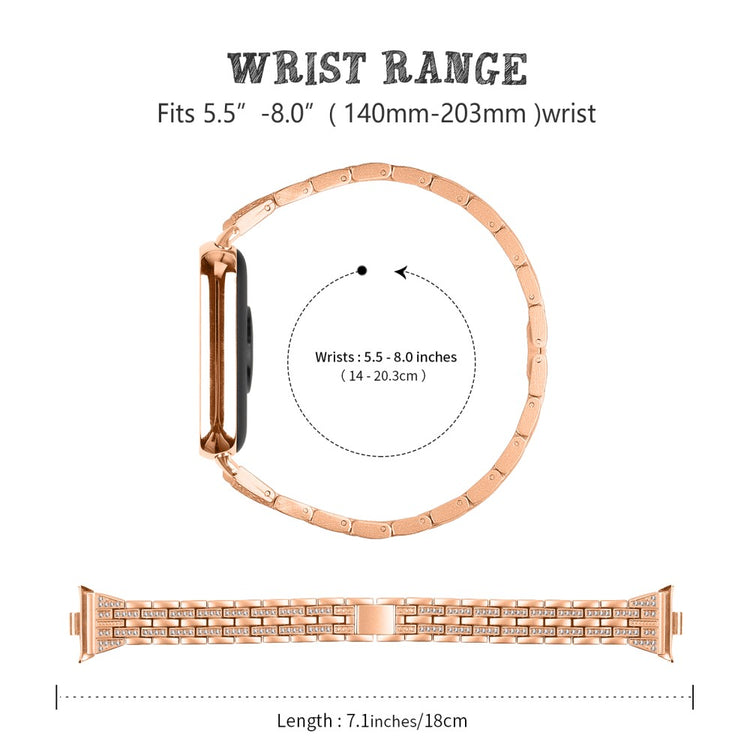 Metal Watch Strap Xiaomi Redmi Watch 4 Bling Rhinestone Decor Bracelet Band - Rose Gold#serie_3