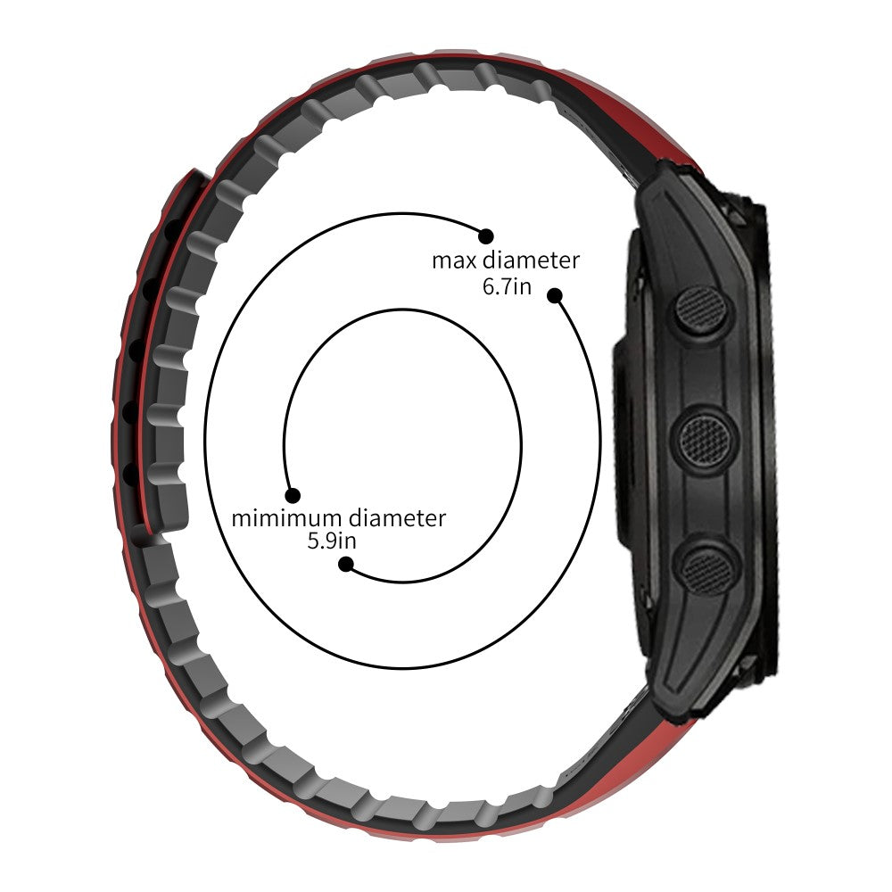 Garmin Fenix 5 / 5X / 6X / 7X Watch Strap 22mm Dual Color Silicone Smart Watch Band - Red / Black#serie_3