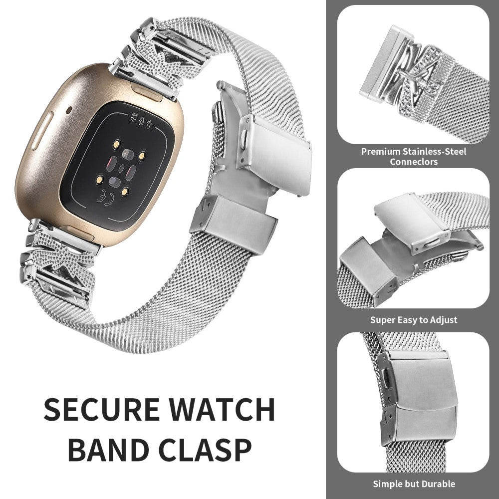 Sweet Fitbit Versa 4 / Fitbit Sense 2 Metal Universel Strap - Silver#serie_154