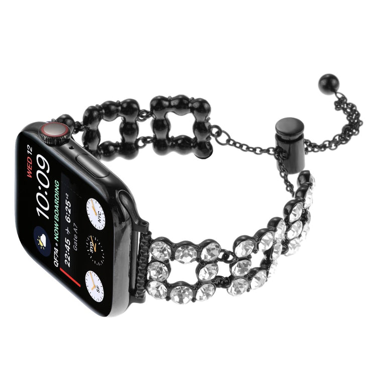 Tough Apple Smartwatch Metal And Rhinestone Universel Strap - Black#serie_1