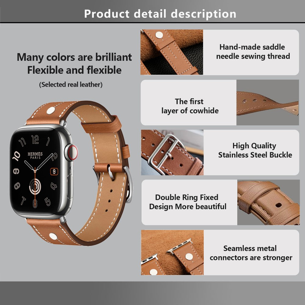 Elegant Apple Smartwatch Genuine Leather Universel Strap - Brown#serie_2