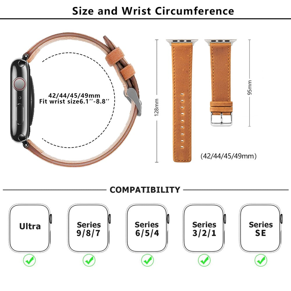 Mega Agreeable Apple Smartwatch Pu Leather Universel Strap - Brown#serie_1