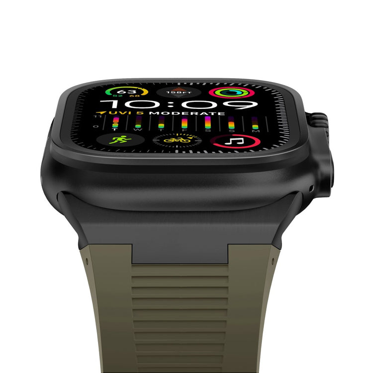 For Apple Watch Series 9 8 7 41mm  /  6 5 4 SE (2022) SE (2023) SE 40mm  /  3 2 1 38mm Soft Silicone Watch Bracelet - Black+Green#serie_3